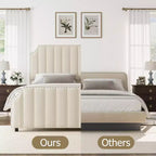 Lit plateforme Queen Velvet – Tête et pied de lit touffetés de 50,2 po, garniture cloutée, sans sommier