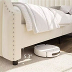 Lit plateforme Queen Velvet – Tête et pied de lit touffetés de 50,2 po, garniture cloutée, sans sommier