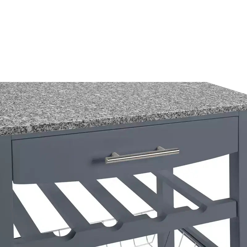 Desserte de cuisine roulante avec tiroir et panier métallique coulissant – 57,8 cm de large, plateau en acier inoxydable
