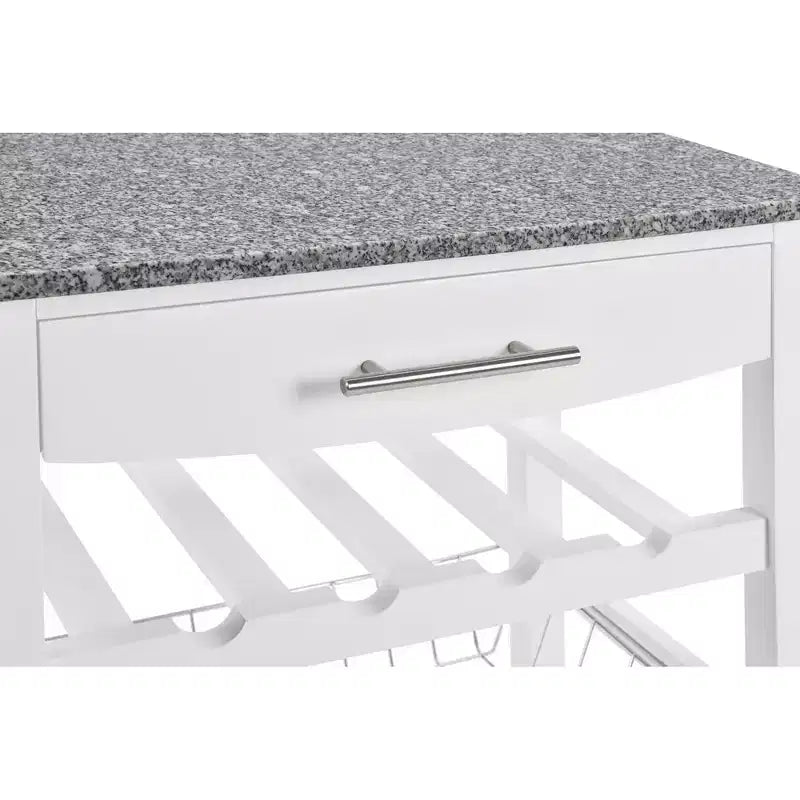 Desserte de cuisine roulante avec tiroir et panier métallique coulissant – 57,8 cm de large, plateau en acier inoxydable