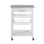 Desserte de cuisine roulante avec tiroir et panier métallique coulissant – 57,8 cm de large, plateau en acier inoxydable