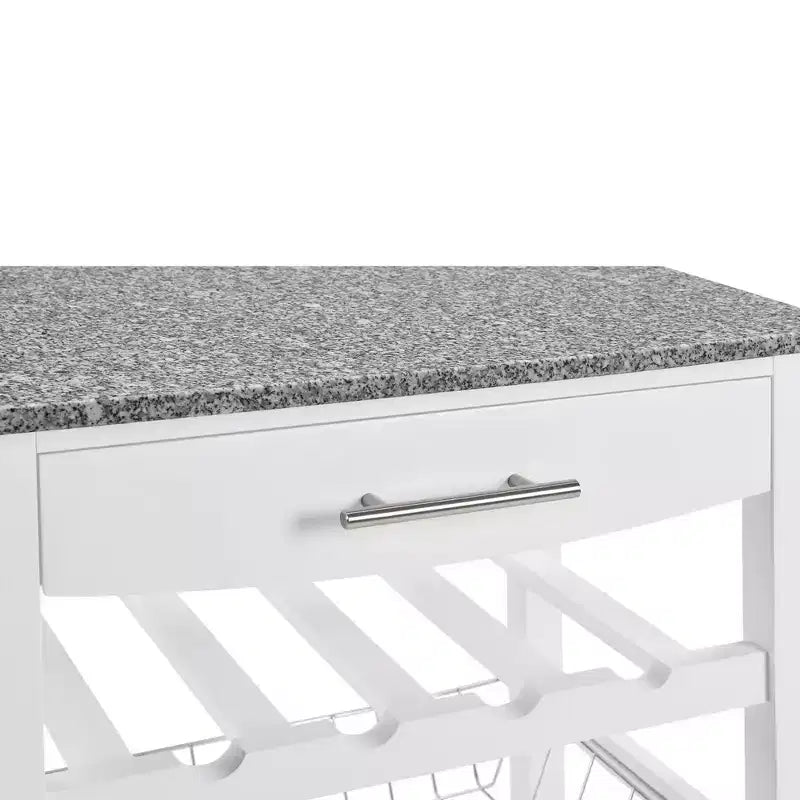 Desserte de cuisine roulante avec tiroir et panier métallique coulissant – 57,8 cm de large, plateau en acier inoxydable