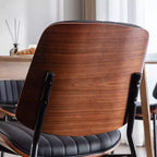 Lot de 2 chaises de salle à manger Mid-Century – Similicuir, dossier en bois courbé de noyer et pieds en métal