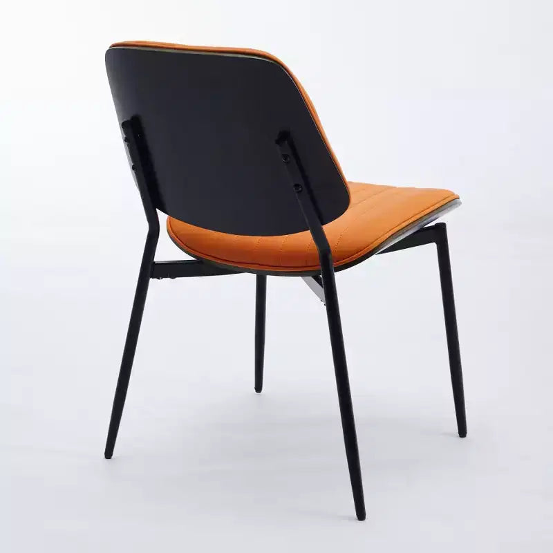 Lot de 2 chaises de salle à manger Mid-Century – Similicuir, dossier en bois courbé de noyer et pieds en métal