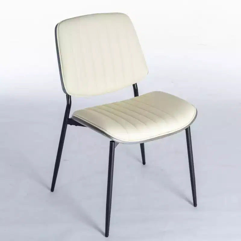 Lot de 2 chaises de salle à manger Mid-Century – Similicuir, dossier en bois courbé de noyer et pieds en métal