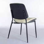 Lot de 2 chaises de salle à manger Mid-Century – Similicuir, dossier en bois courbé de noyer et pieds en métal