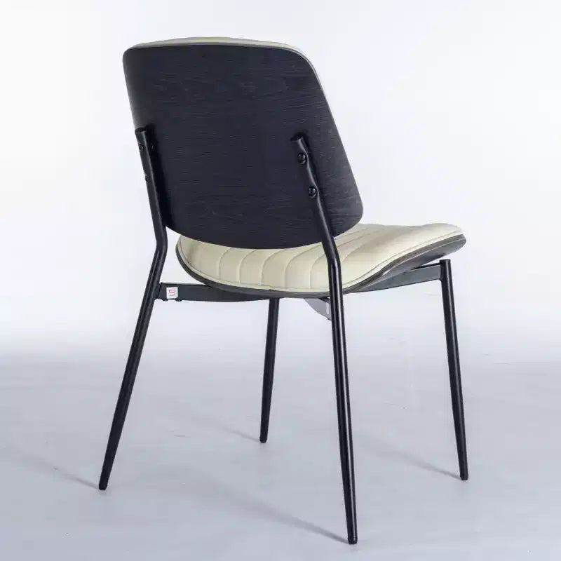 Lot de 2 chaises de salle à manger Mid-Century – Similicuir, dossier en bois courbé de noyer et pieds en métal