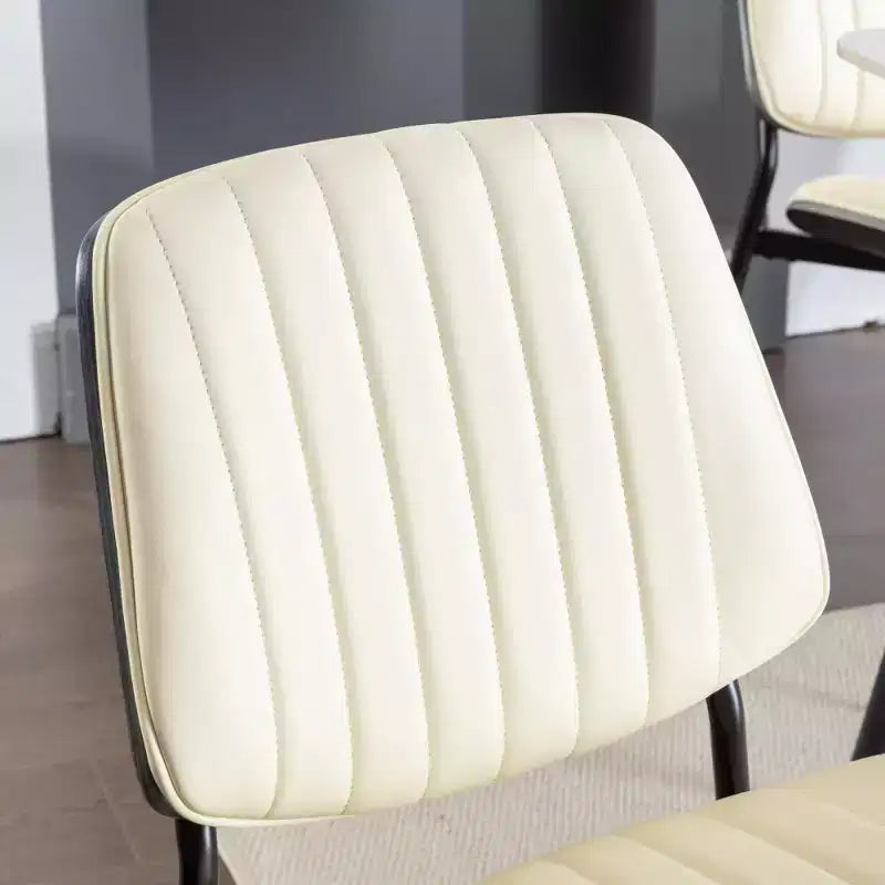 Lot de 2 chaises de salle à manger Mid-Century – Similicuir, dossier en bois courbé de noyer et pieds en métal