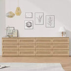 Commode 6 tiroirs en rotin – Commode en bois étroite, 119 cm (L) x 66 cm (H), Chambre et Salon