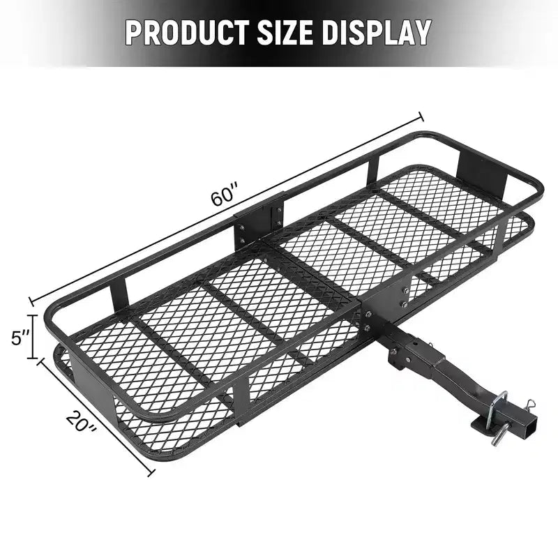 Panier de transport pliable pour attelage – 90 kg, 119 litres, récepteur 5 cm, acier inoxydable