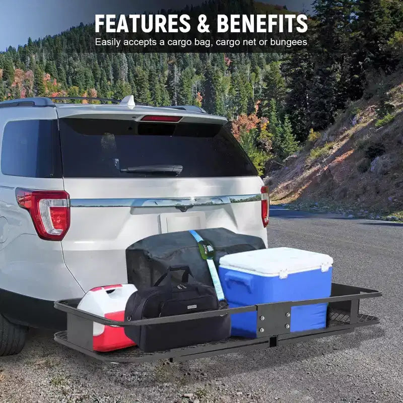 Panier de transport pliable pour attelage – 90 kg, 119 litres, récepteur 5 cm, acier inoxydable