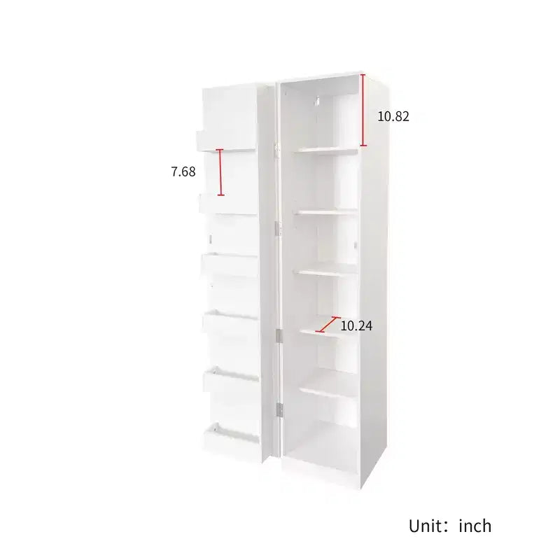 Armoire de cuisine moderne – 6 étagères, 6 rangements latéraux et étagères réglables, 180 cm de hauteur