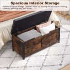 Banc de rangement rétro avec charnières de sécurité – Capacité de 136 kg, Pouf d'entrée