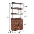 Meuble de bar haut à 5 niveaux avec casier à vin, support à verres et placard – Capacité de 68 kg