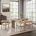 Christopher Knight Home Hart Rustic 7 Piece Rubberwood Upholstered Dining Set with Oversized Oval Table
