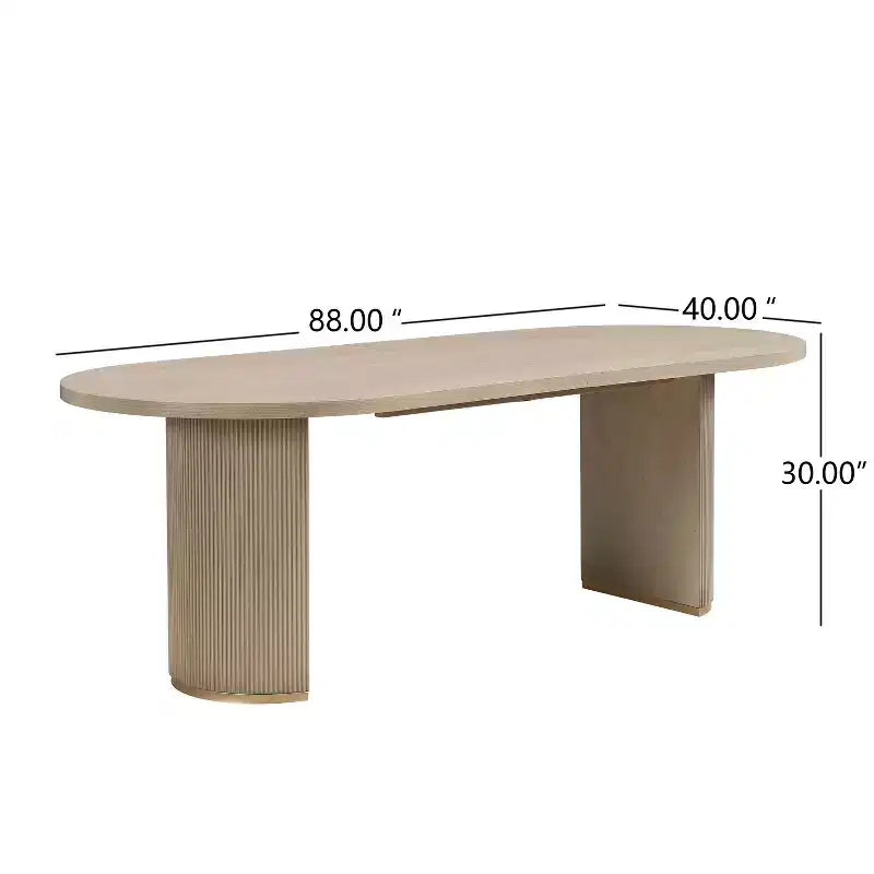 Ensemble de salle à manger rustique 7 pièces en hévéa – Table ovale 224 cm et 6 fauteuils rembourrés