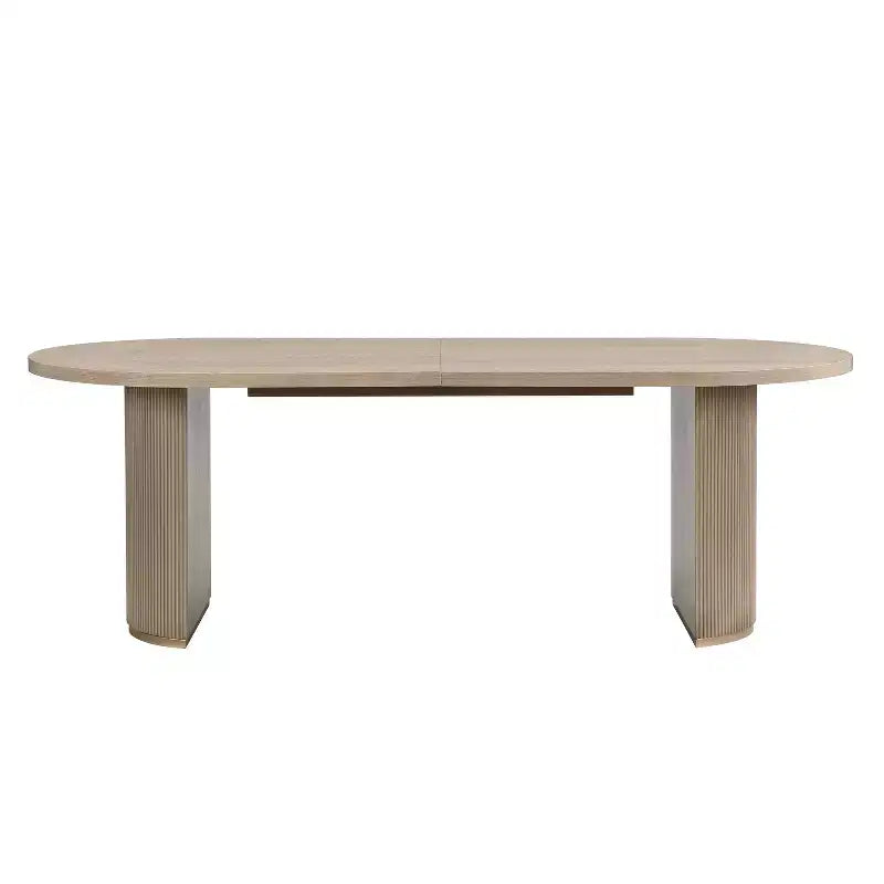 Ensemble de salle à manger rustique 7 pièces en hévéa – Table ovale 224 cm et 6 fauteuils rembourrés