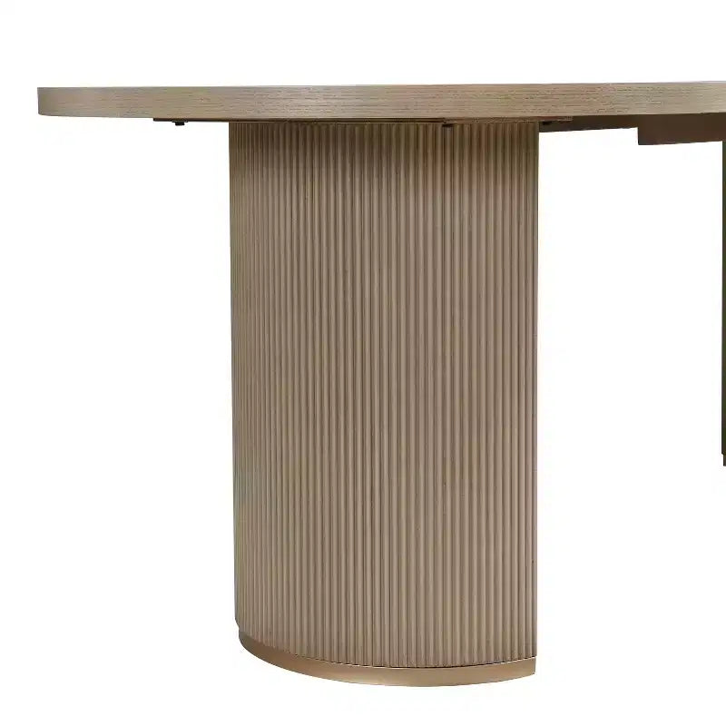 Ensemble de salle à manger rustique 7 pièces en hévéa – Table ovale 224 cm et 6 fauteuils rembourrés