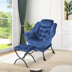 Lot de 2 chaises de salon avec pouf et pochette latérale – Chaise de lecture ergonomique
