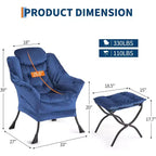 Lot de 2 chaises de salon avec pouf et pochette latérale – Chaise de lecture ergonomique