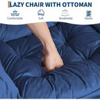 Lot de 2 chaises de salon avec pouf et pochette latérale – Chaise de lecture ergonomique