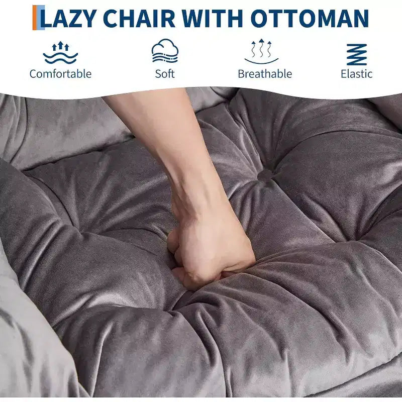 Lot de 2 chaises de salon avec pouf et pochette latérale – Chaise de lecture ergonomique