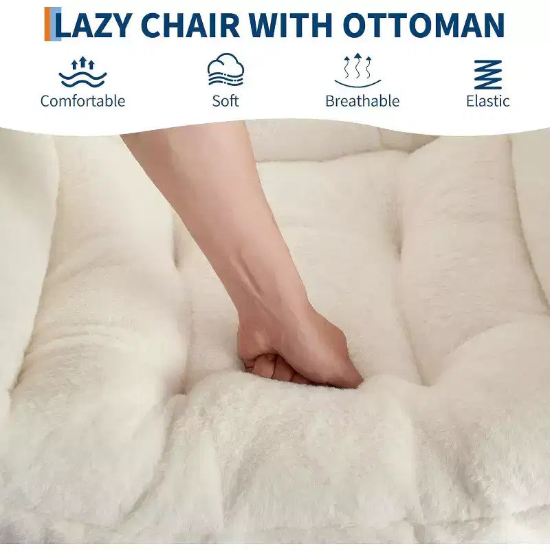 Lot de 2 chaises de salon avec pouf et pochette latérale – Chaise de lecture ergonomique