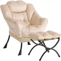 2PCS-Lazy Chair with Ottoman, Modern Lounge Accent Chair, Reading Armchair with Side Pocket for Living Room, Bedroom, Dorm & Office