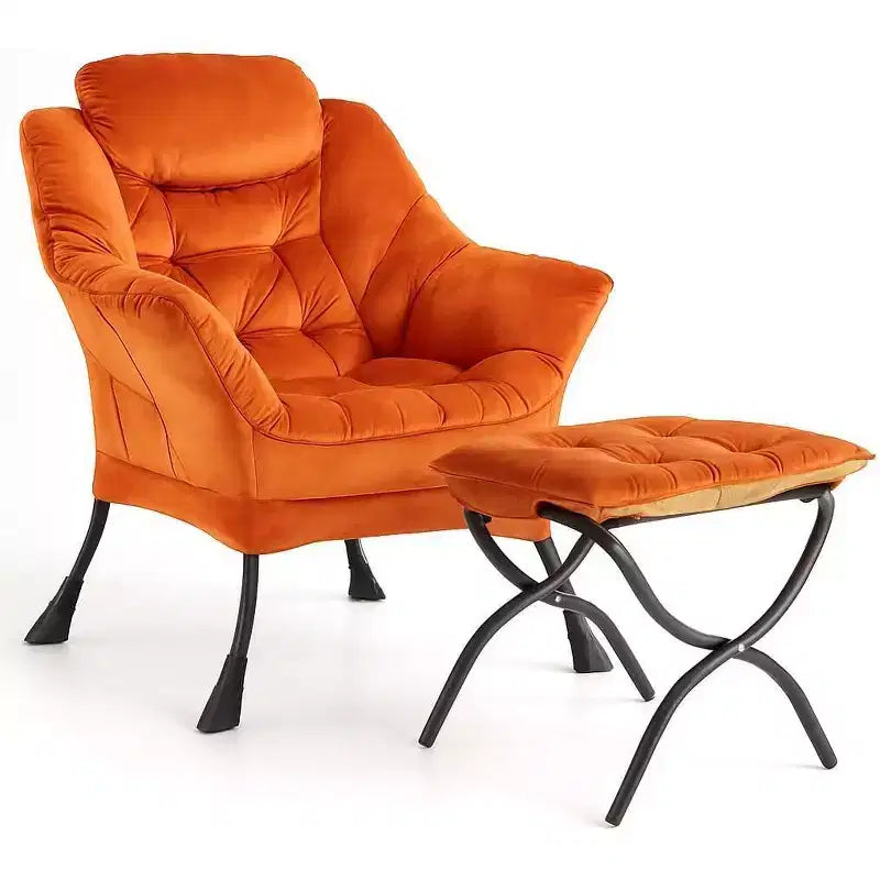 Lot de 2 chaises de salon avec pouf et pochette latérale – Chaise de lecture ergonomique