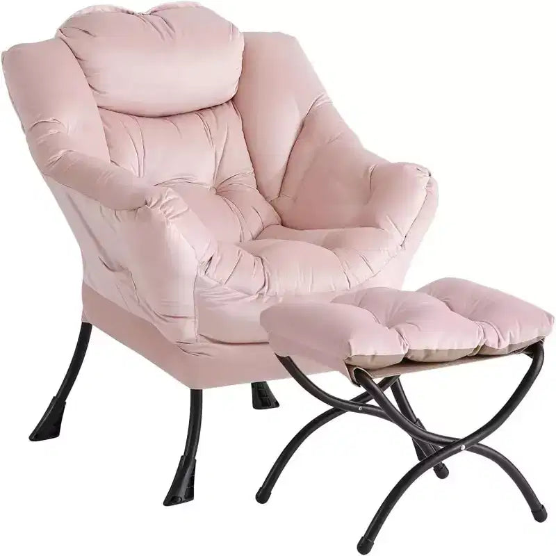 Lot de 2 chaises de salon avec pouf et pochette latérale – Chaise de lecture ergonomique