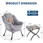Lot de 2 chaises de salon avec pouf et pochette latérale – Chaise de lecture ergonomique