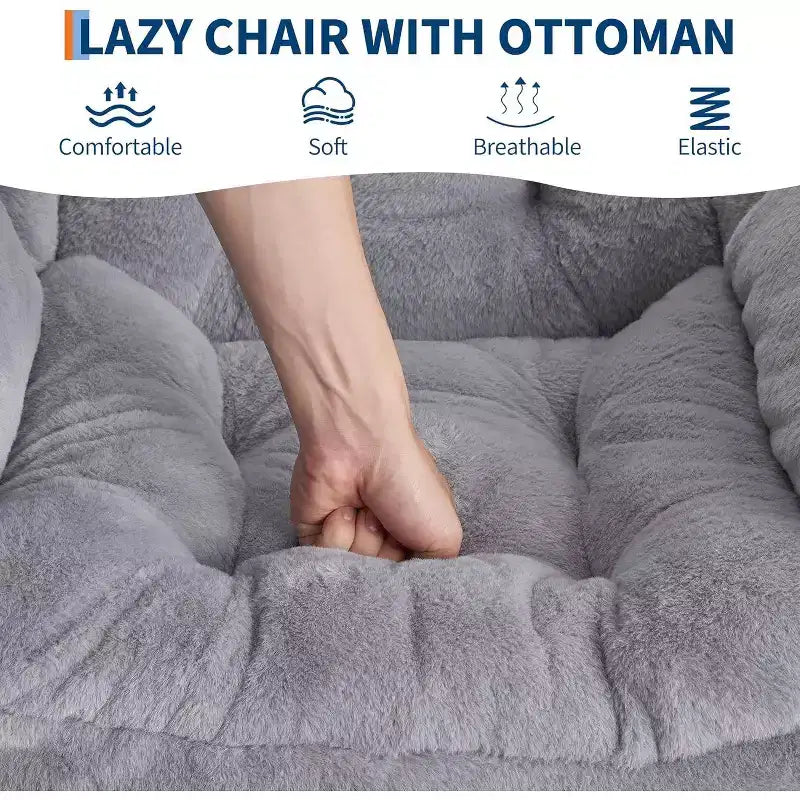 Lot de 2 chaises de salon avec pouf et pochette latérale – Chaise de lecture ergonomique