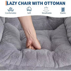Lot de 2 chaises de salon avec pouf et pochette latérale – Chaise de lecture ergonomique