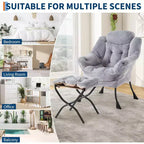 Lot de 2 chaises de salon avec pouf et pochette latérale – Chaise de lecture ergonomique
