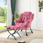 Lot de 2 chaises de salon avec pouf et pochette latérale – Chaise de lecture ergonomique