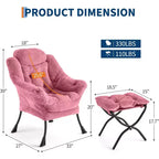 Lot de 2 chaises de salon avec pouf et pochette latérale – Chaise de lecture ergonomique