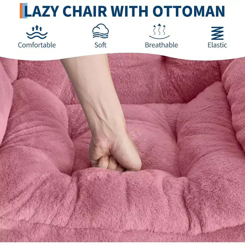 Lot de 2 chaises de salon avec pouf et pochette latérale – Chaise de lecture ergonomique