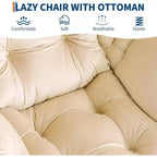 Lot de 2 chaises de salon avec pouf et pochette latérale – Chaise de lecture ergonomique