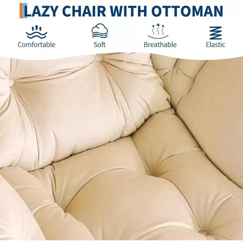 Lot de 2 chaises de salon avec pouf et pochette latérale – Chaise de lecture ergonomique