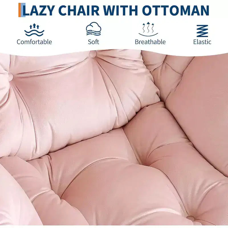 Lot de 2 chaises de salon avec pouf et pochette latérale – Chaise de lecture ergonomique