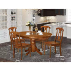 HomeStock Belmont Dining Room Set-Table With Leaf And Dining Chairs, Saddle Brown