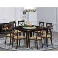 HomeStock Belmont Dining Room Set-Dining Table With Leaf And Kitchen Chairs, Cappuccino
