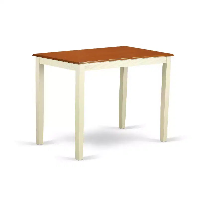 Ensemble de salle à manger 5 pièces à hauteur de comptoir – Table rectangulaire et 4 chaises, blanc, en bois d'hévéa massif