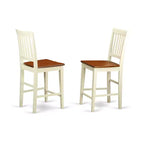 Ensemble de salle à manger 5 pièces à hauteur de comptoir – Table rectangulaire et 4 chaises, blanc, en bois d'hévéa massif