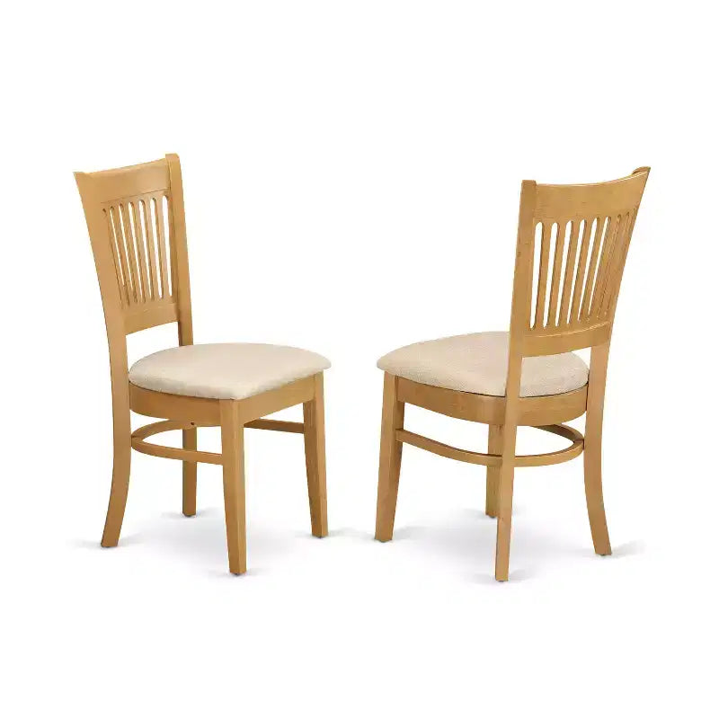 Ensemble de salle à manger 3 pièces avec 2 chaises en lin, finition chêne – Ensemble de cuisine en bois d'hévéa massif