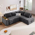 Mirod 91.5 L-Shaped Sectional Sofa with Pull-Out Bed and Hidden Storage, Wide Armrests, Comfortable Sleeper Couch for Living Room, Bedroom, Office