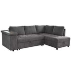 Canapé d'angle en L de 232 cm avec lit gigogne et rangement intégré – 4 places, coton