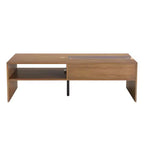 Table basse rectangulaire de 130 cm avec lumières LED et 2 compartiments de rangement – Noyer, 227 kg