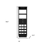 Meuble de bar noir de 160 cm avec 2 tiroirs, casier à vin et porte-verres – Aucun assemblage requis