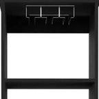 Meuble de bar noir de 160 cm avec 2 tiroirs, casier à vin et porte-verres – Aucun assemblage requis